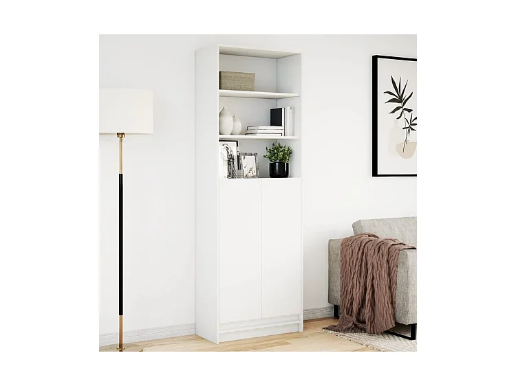 Buffet haut avec LED blanc 69x32,5x200 bois d’ingénierie