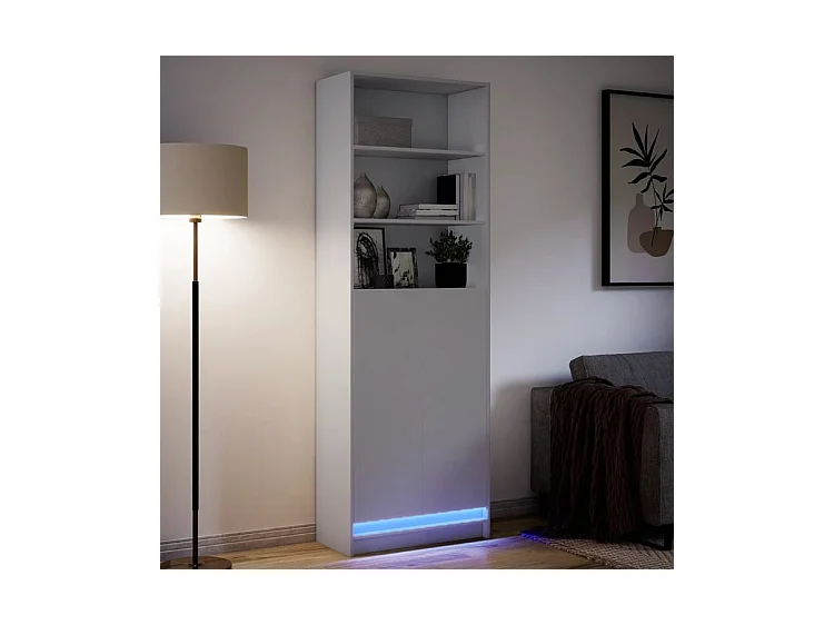 Buffet haut avec LED blanc 69x32,5x200 bois d’ingénierie