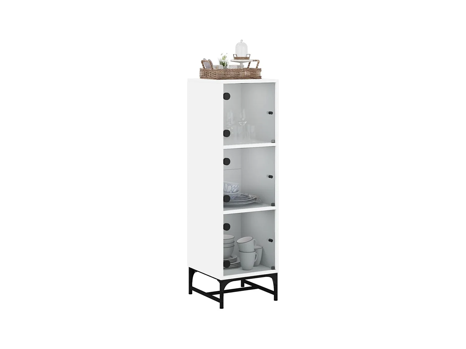 Buffet avec portes en verre blanc 35x37x120