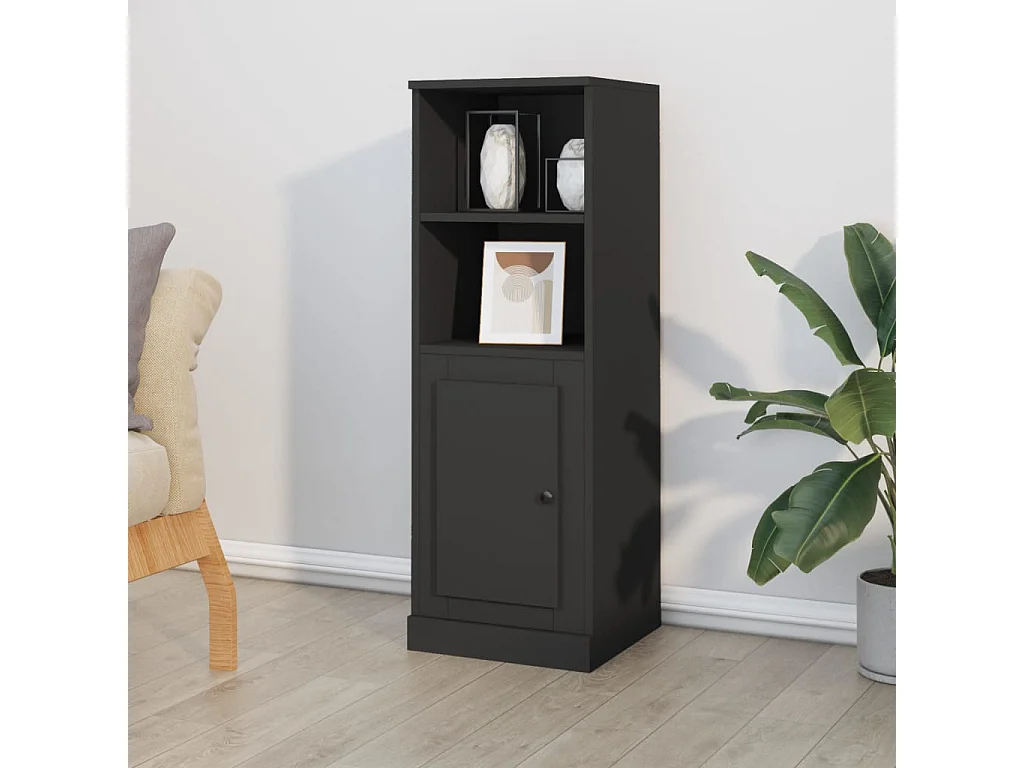 Buffet haut noir 36x35,5x103,5 bois d'ingénierie