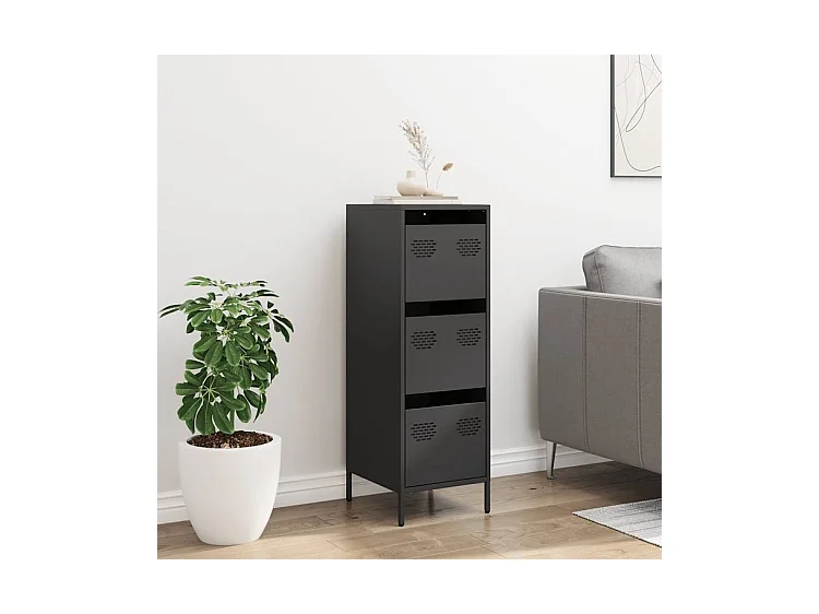 Buffet haut noir 39x35x103,5 acier