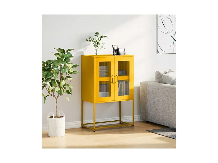 Buffet haut jaune moutarde 68x39x107 acier