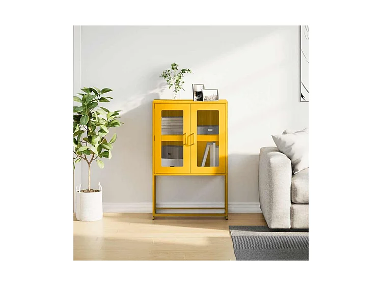 Buffet haut jaune moutarde 68x39x107 acier