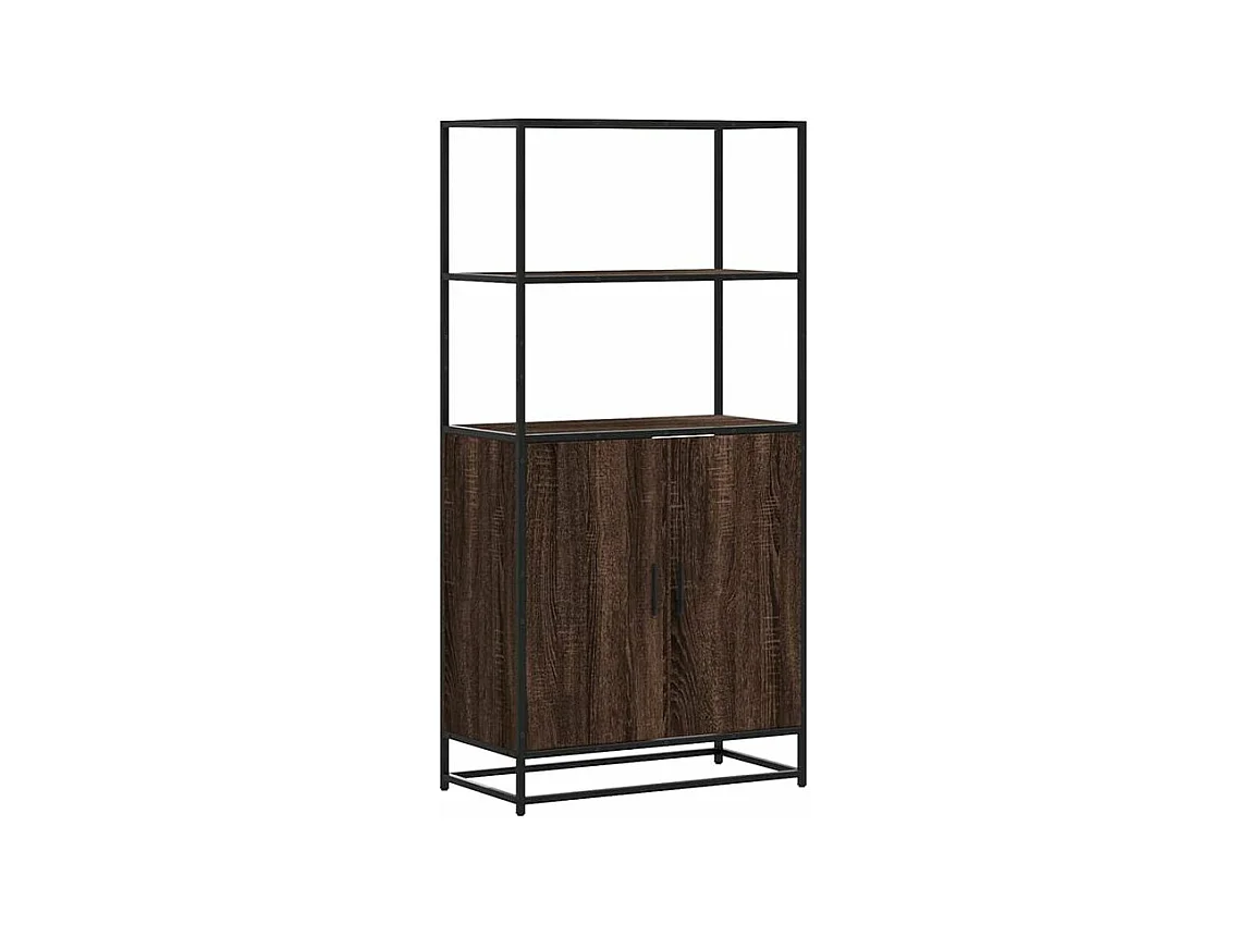 Buffet haut chêne marron 68x35x139 bois d'ingénierie métal