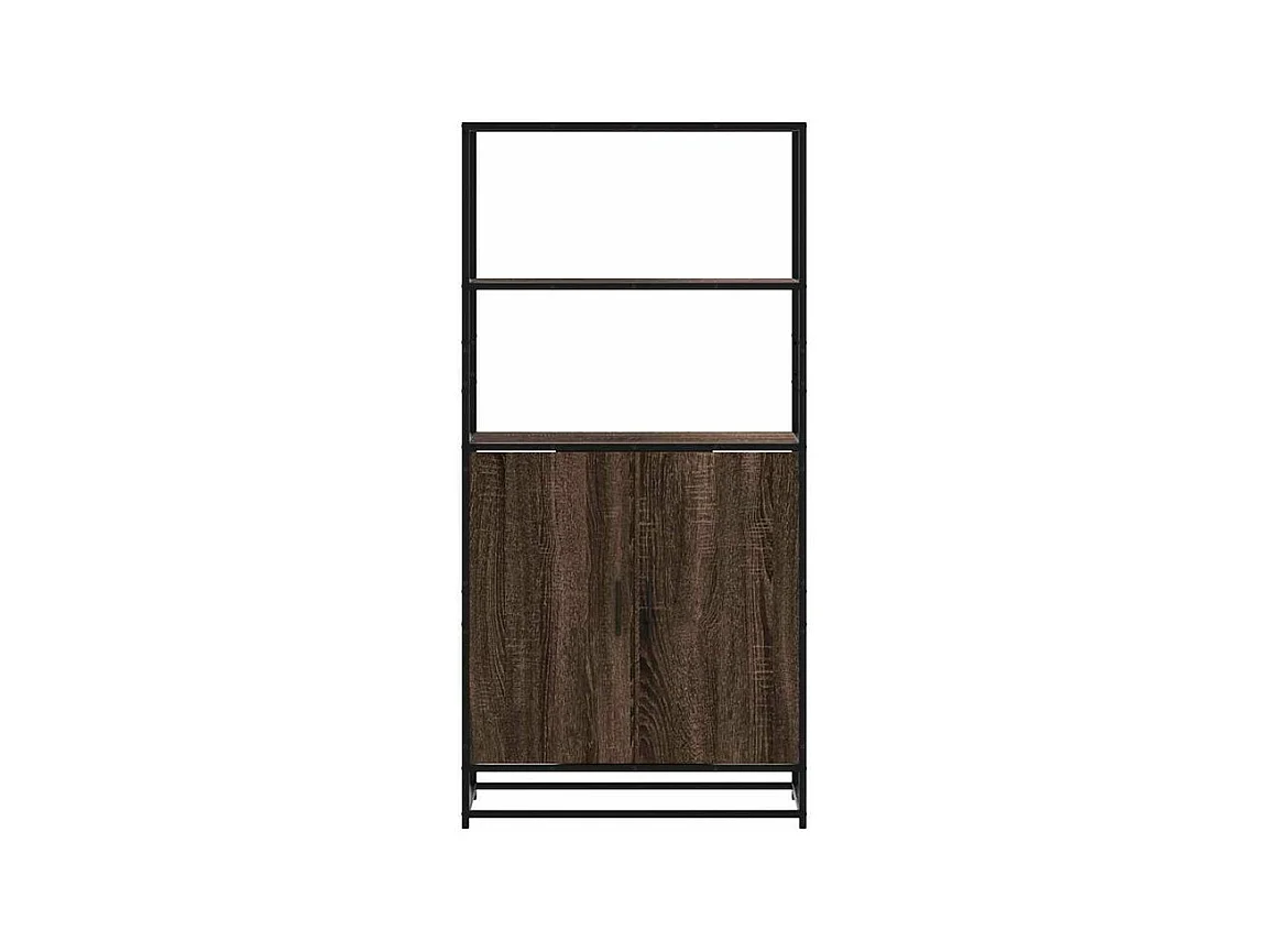 Buffet haut chêne marron 68x35x139 bois d'ingénierie métal