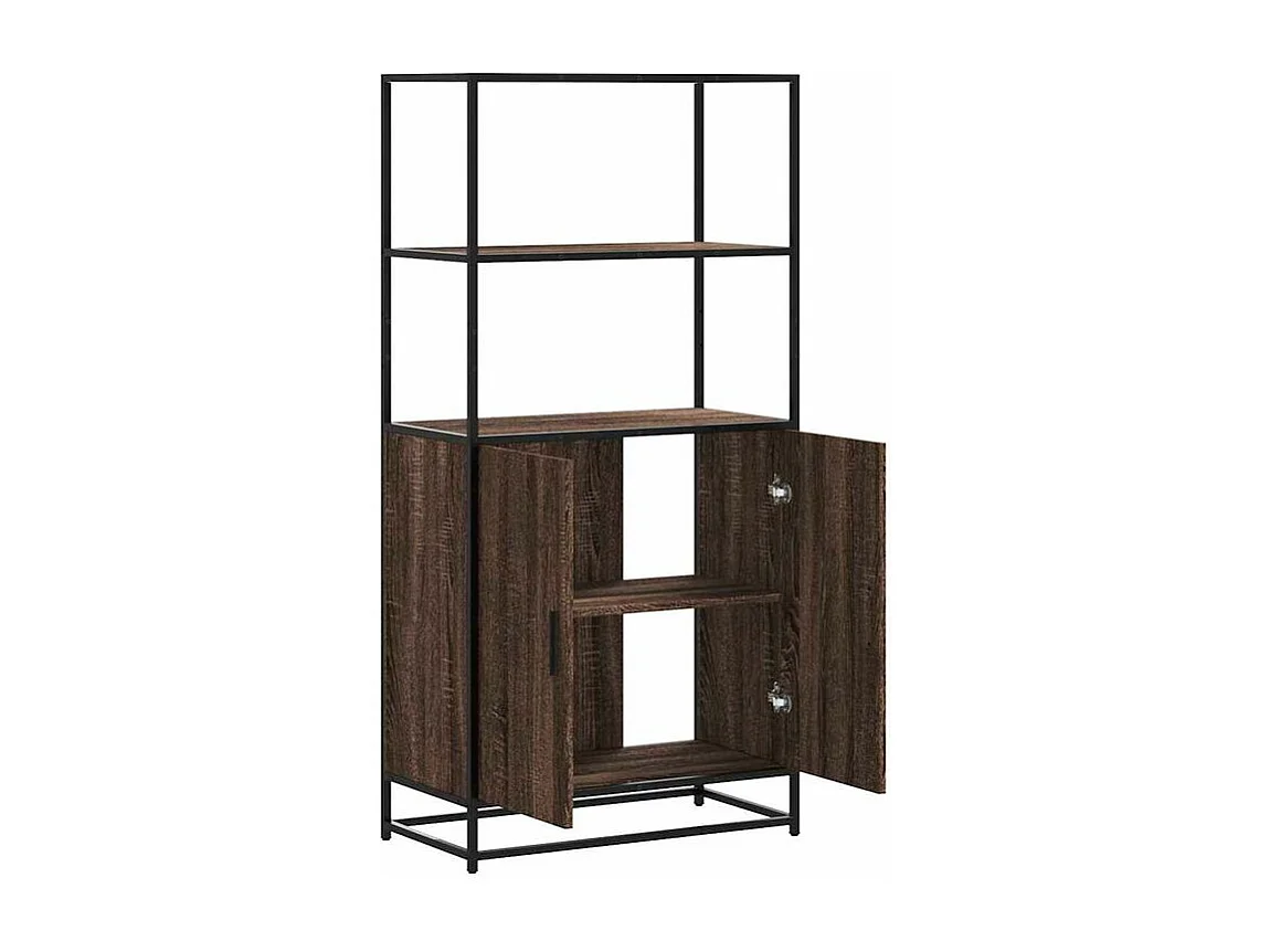 Buffet haut chêne marron 68x35x139 bois d'ingénierie métal