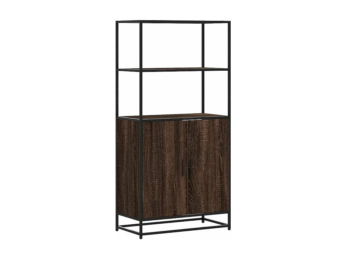 Buffet haut chêne marron 68x35x139 bois d'ingénierie métal