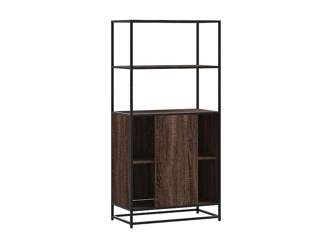 Buffet haut chêne marron 68x35x139 bois d'ingénierie métal
