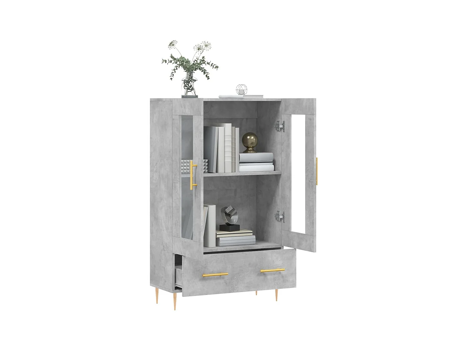 Buffet haut gris béton 69,5x31x115 bois d'ingénierie