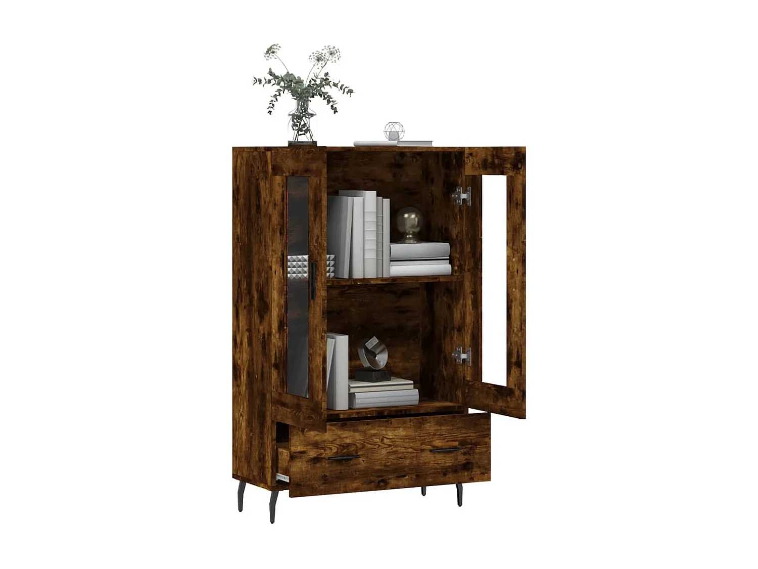 Buffet haut chêne fumé 69,5x31x115 bois d'ingénierie