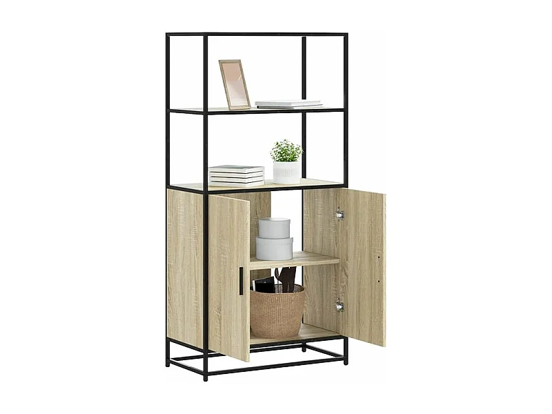 Buffet haut chêne sonoma 68x35x139 bois d'ingénierie métal