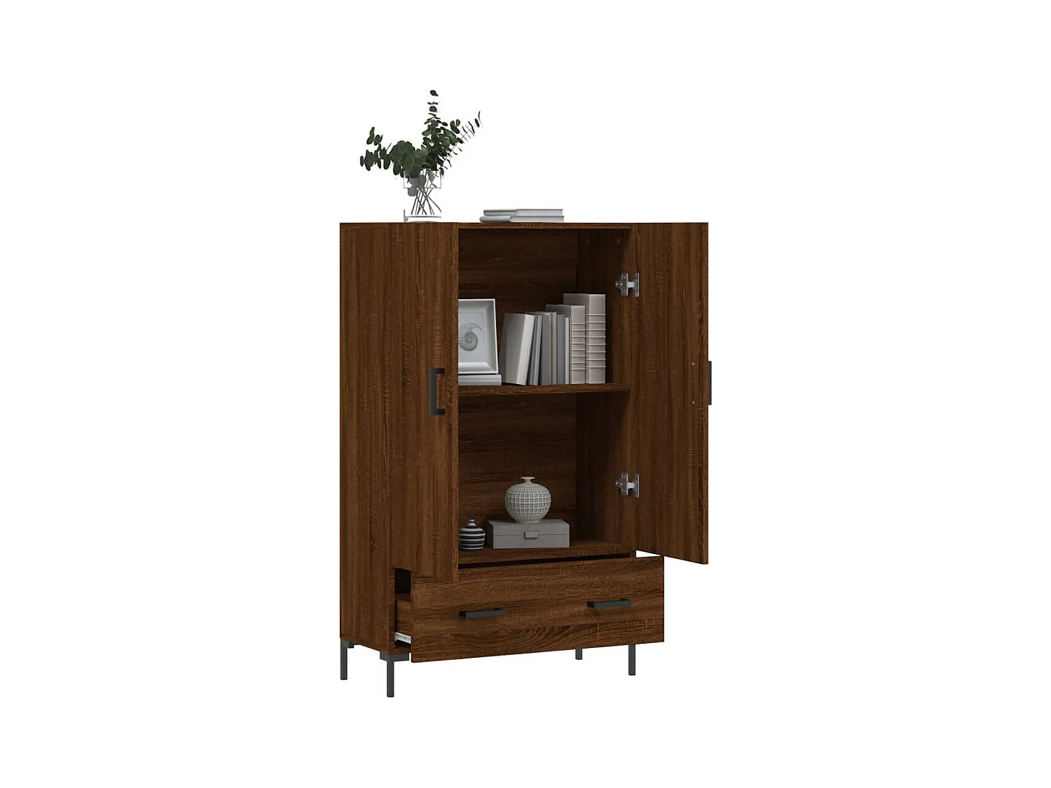Buffet haut chêne marron 69,5x31x115 bois d'ingénierie