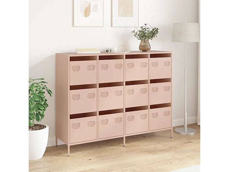 Buffet rose 135x39x103,5 acier laminé à froid