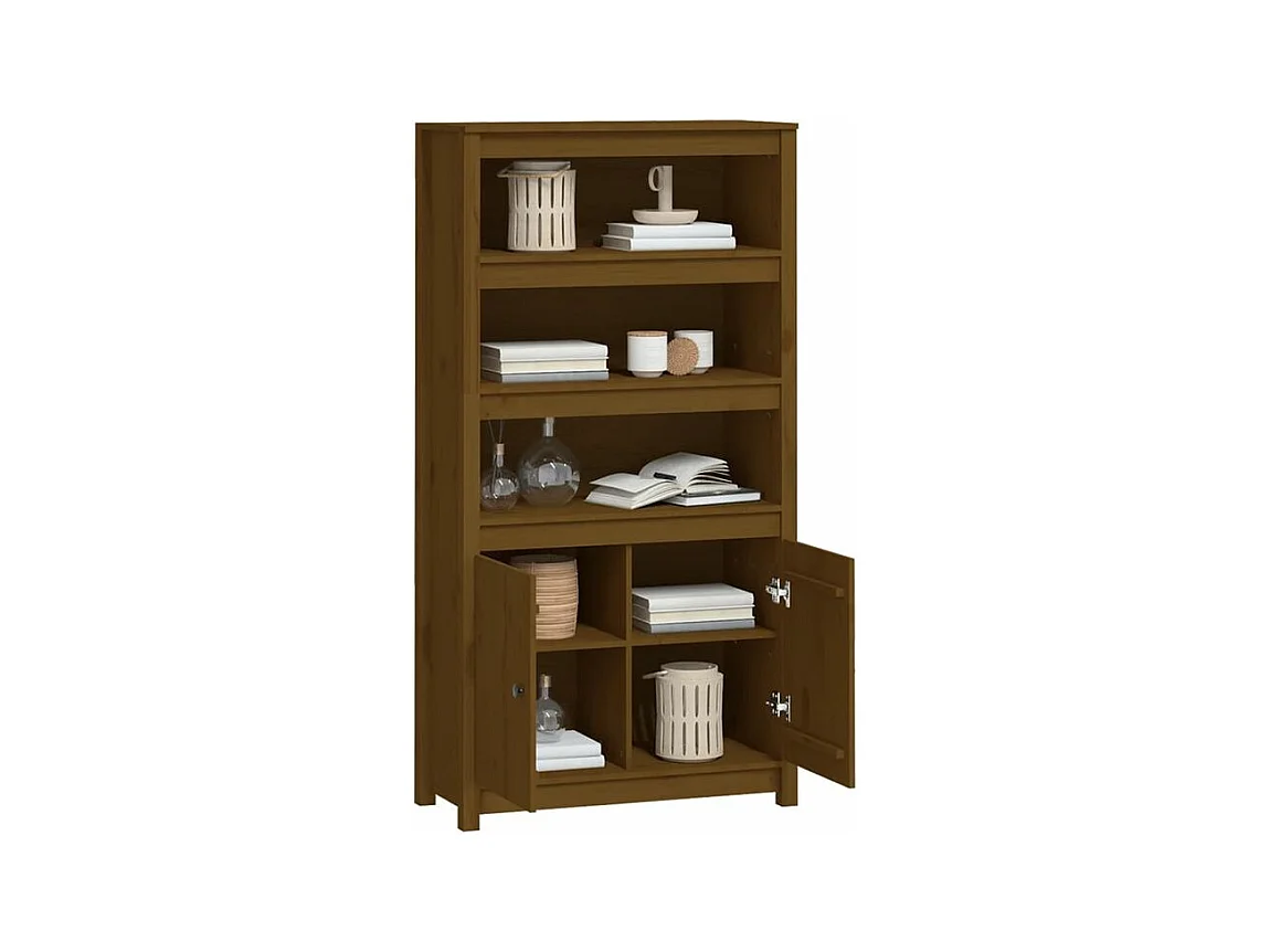 Buffet haut Marron miel 80x35x154 Bois massif de pin