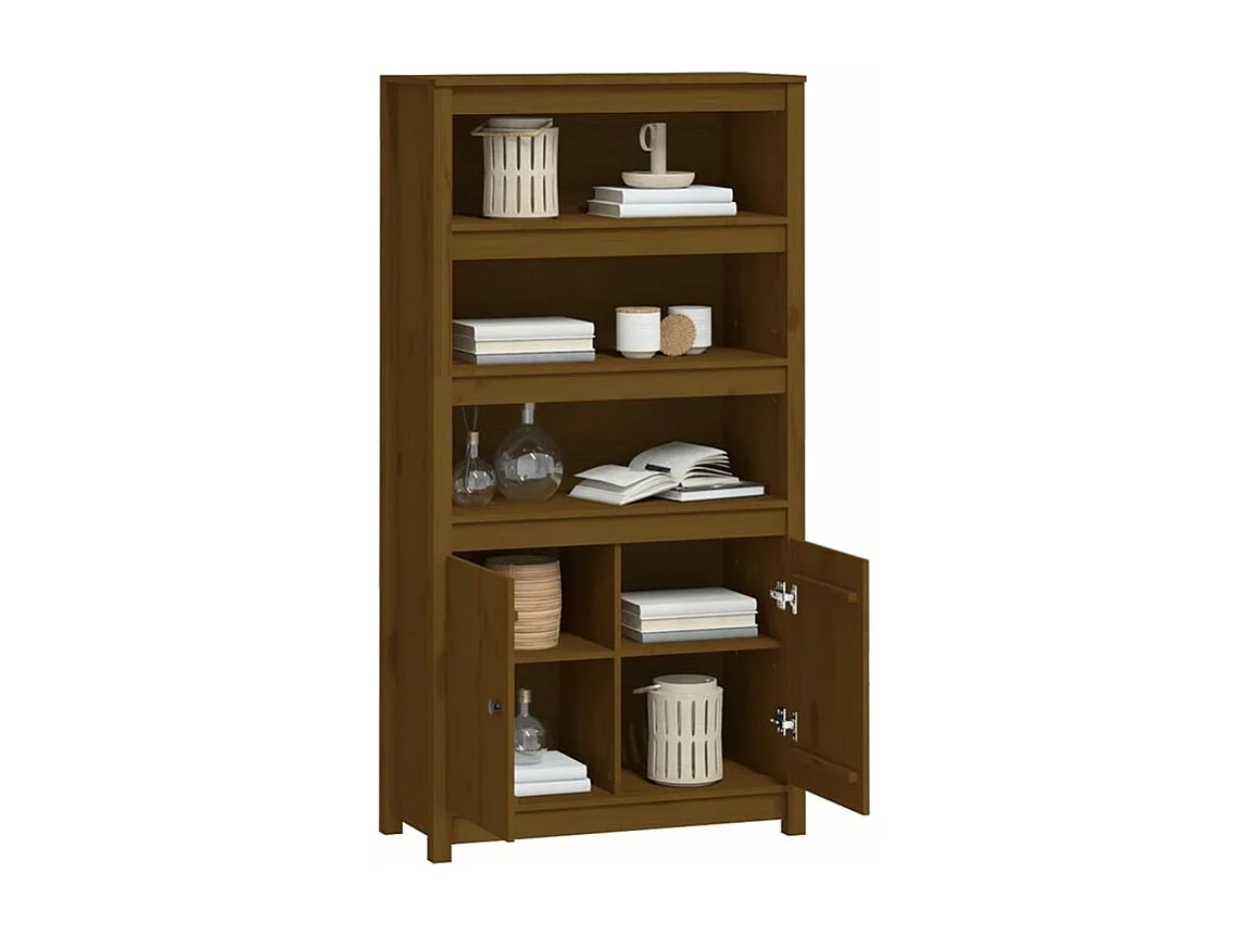 Buffet haut Marron miel 80x35x154 Bois massif de pin