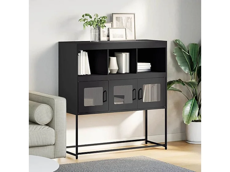 Buffet noir 100,5x39x107 acier laminé à froid