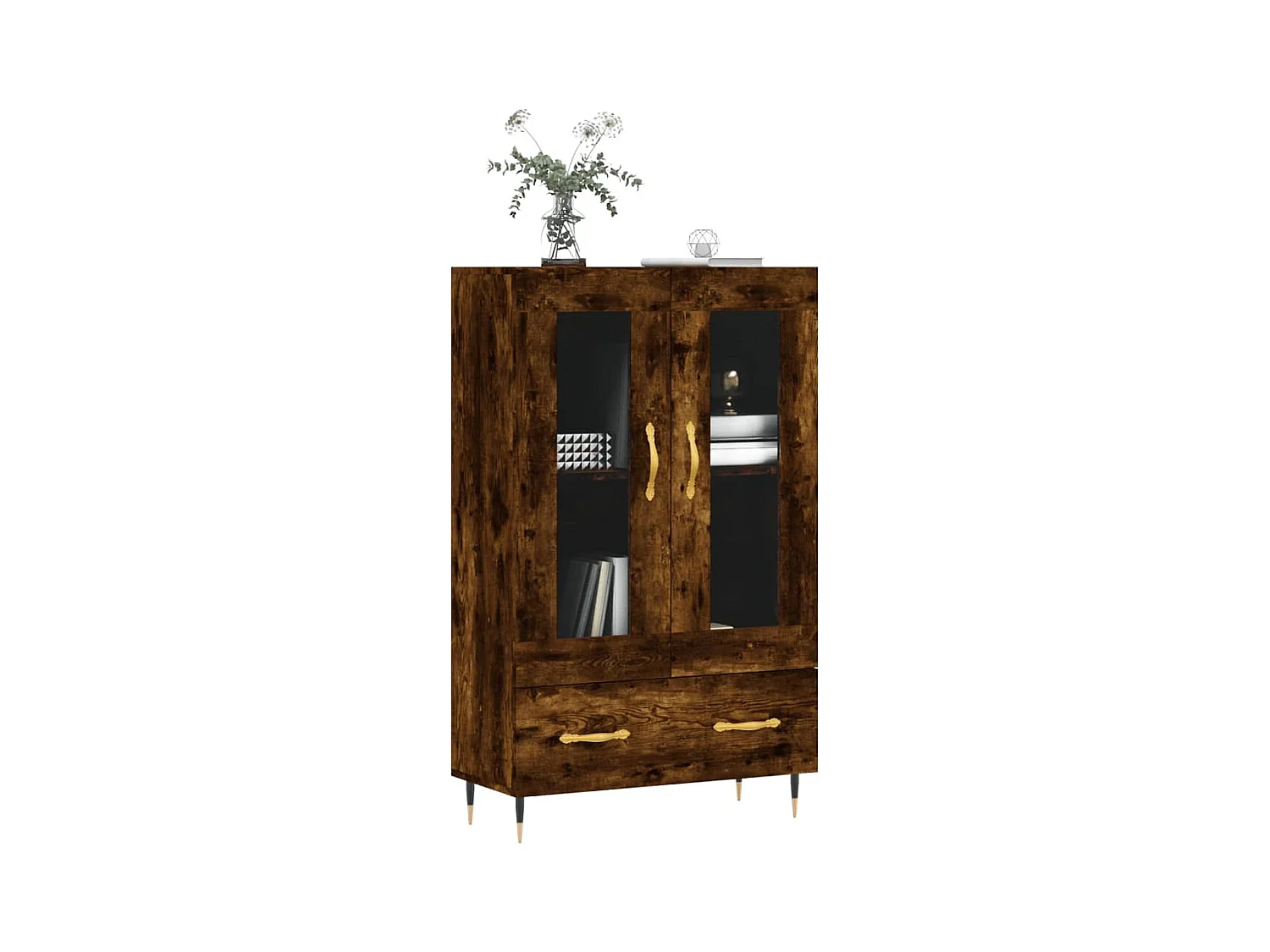 Buffet haut chêne fumé 69,5x31x115 bois d'ingénierie