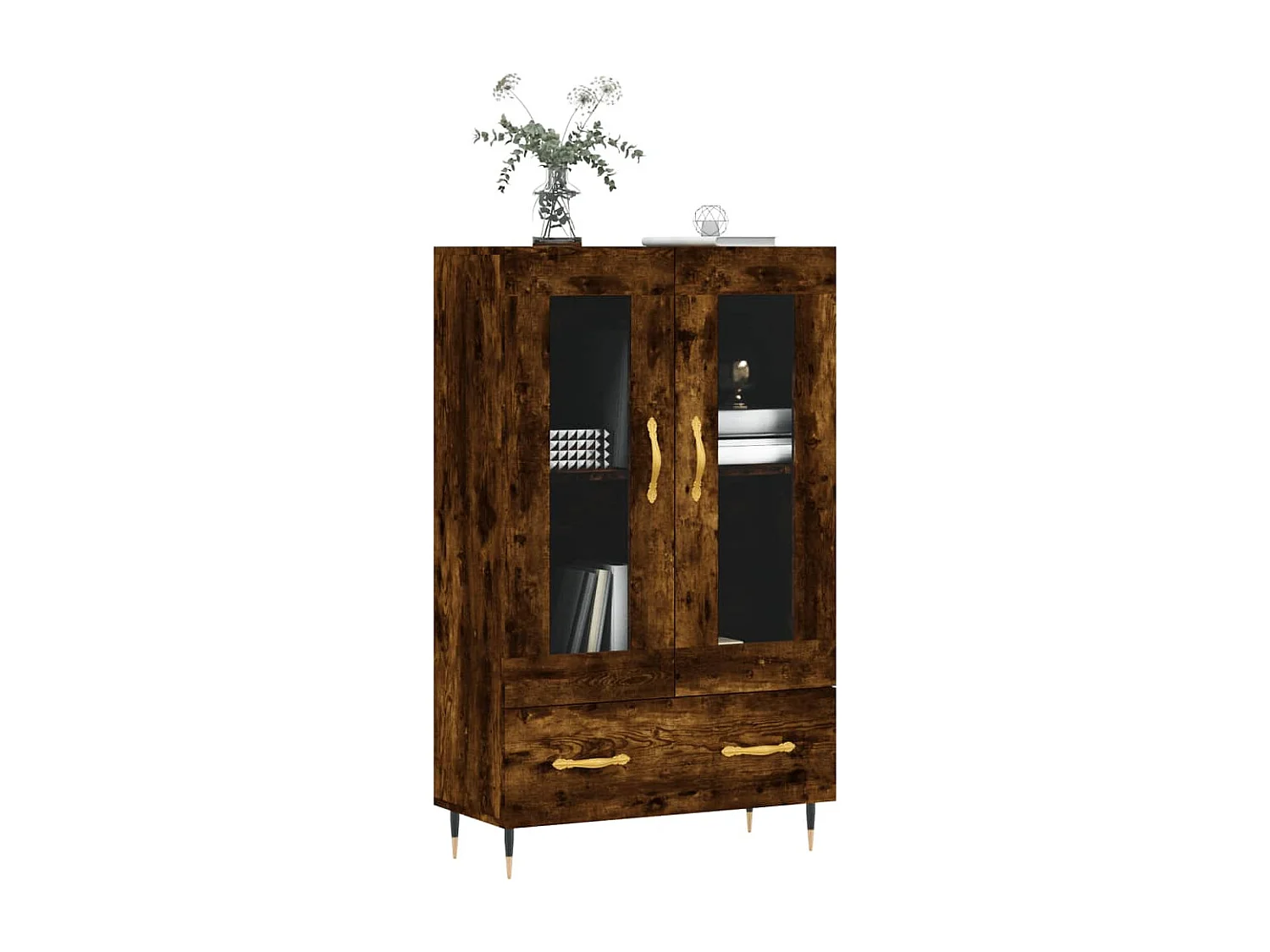 Buffet haut chêne fumé 69,5x31x115 bois d'ingénierie