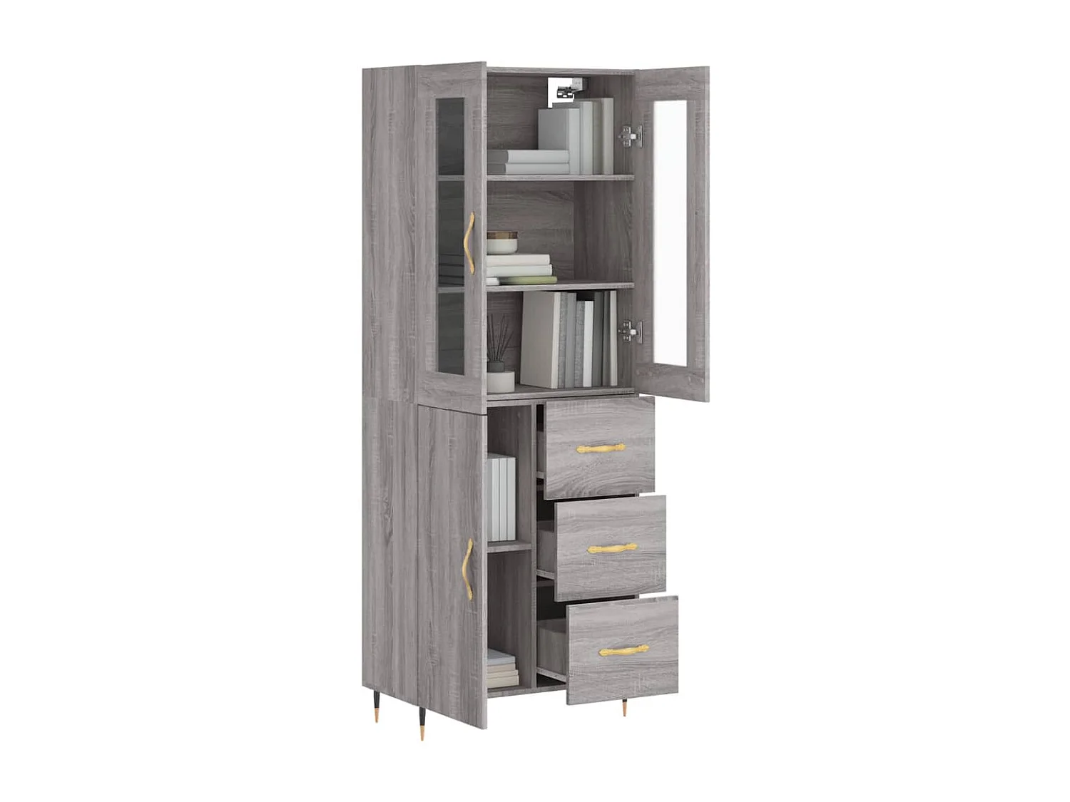 Buffet haut Sonoma gris 69,5x34x180 Bois d'ingénierie