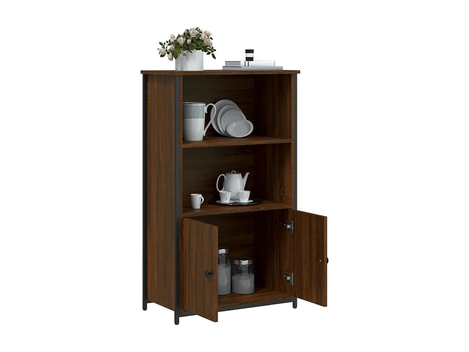 Buffet haut chêne marron 62x32x103,5 bois d'ingénierie