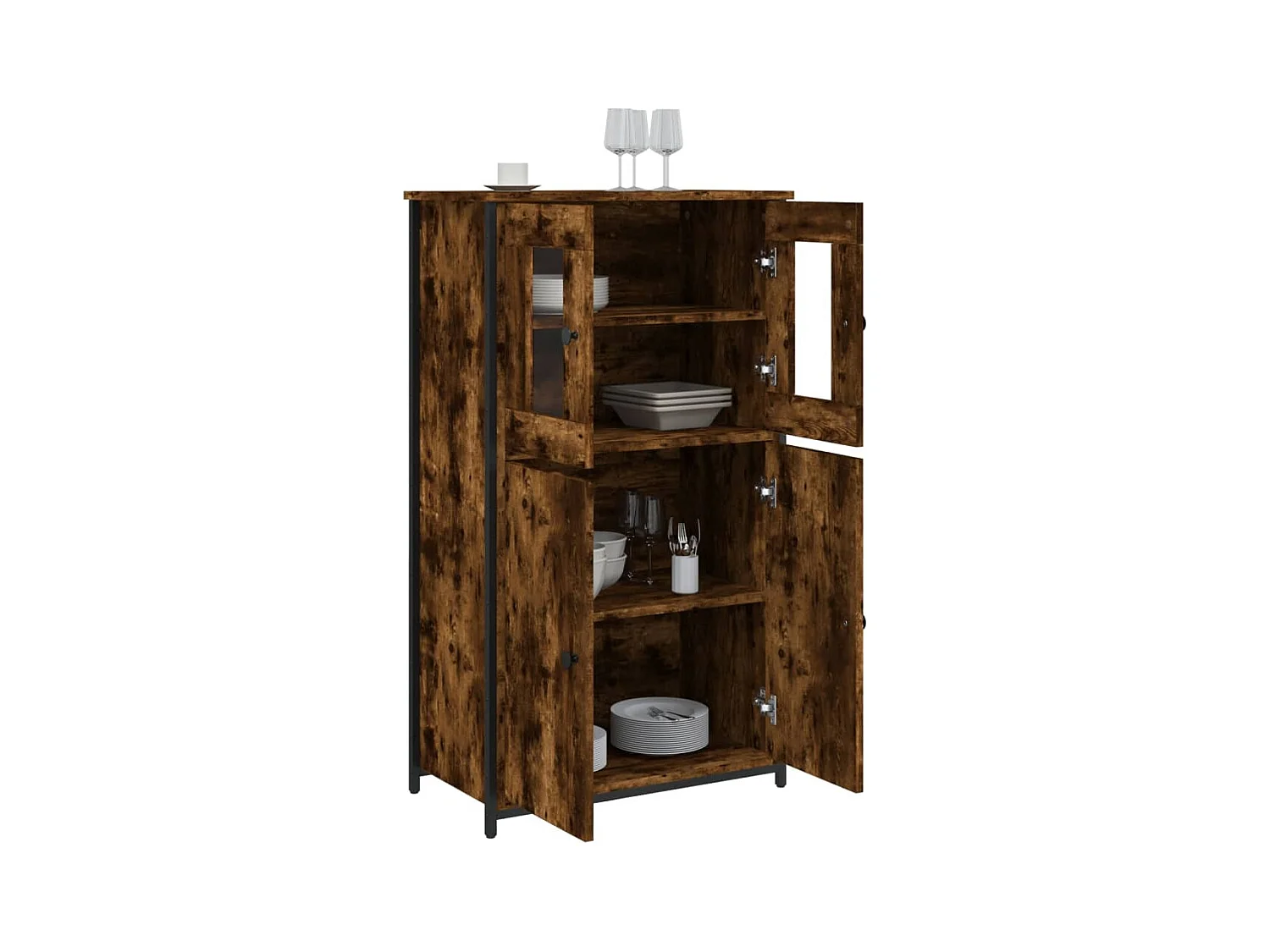 Buffet haut chêne fumé 62x32x106,5 bois d'ingénierie