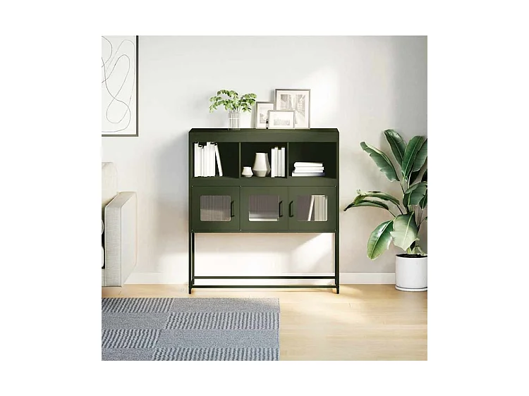 Buffet vert olive 100,5x39x107 acier laminé à froid