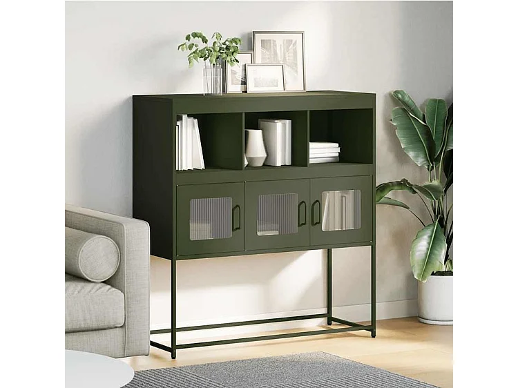 Buffet vert olive 100,5x39x107 acier laminé à froid