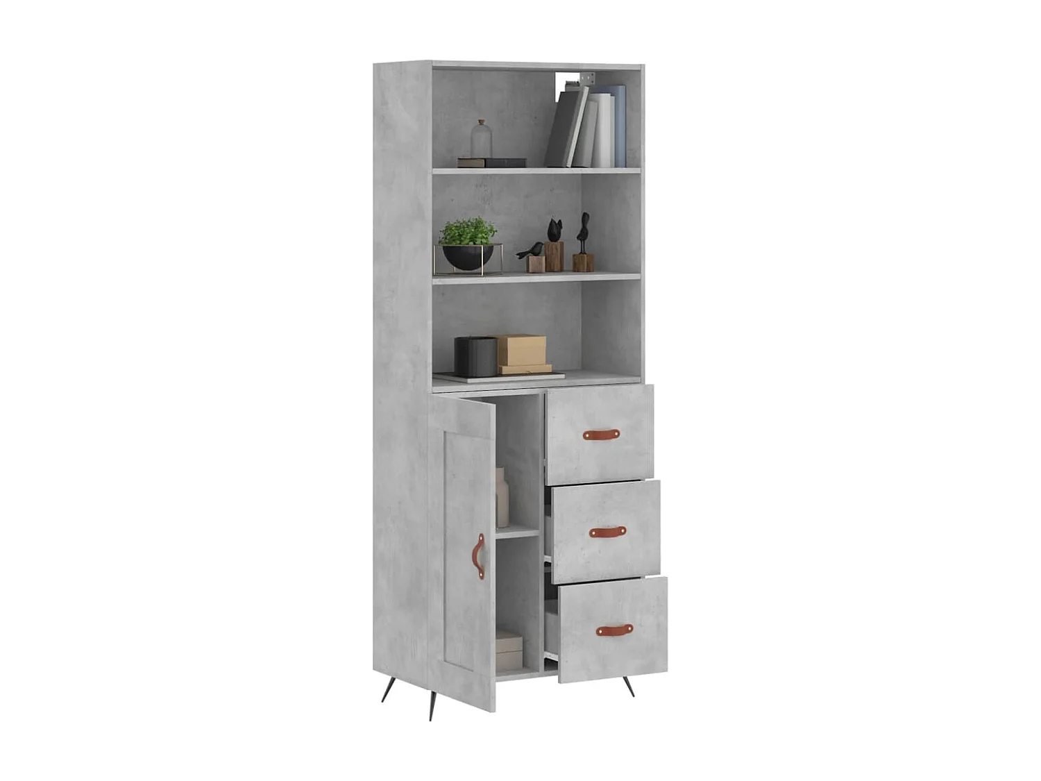 Buffet haut Gris béton 69,5x34x180 Bois d'ingénierie