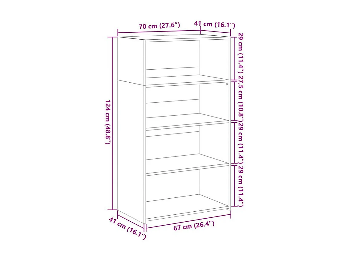 Buffet haut gris béton 70x41x124 bois d'ingénierie