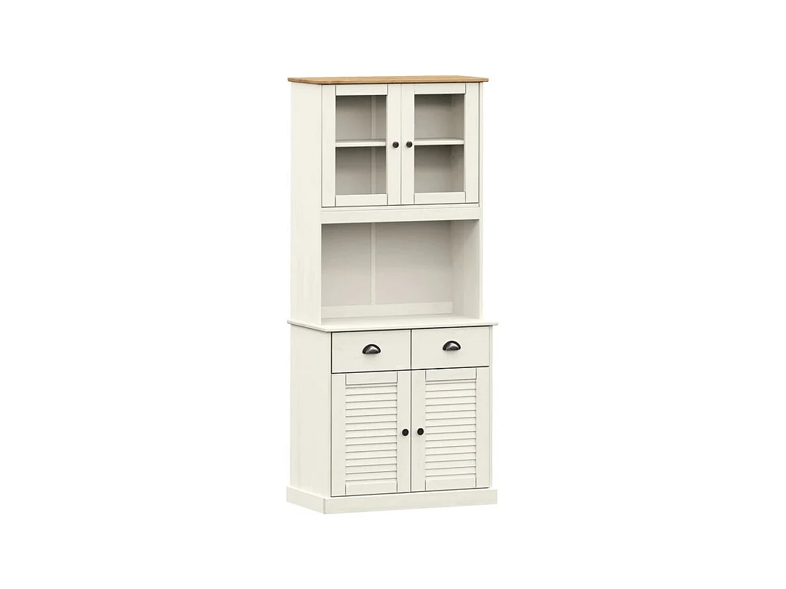 Buffet haut VIGO blanc 78x40x175 bois massif de pin