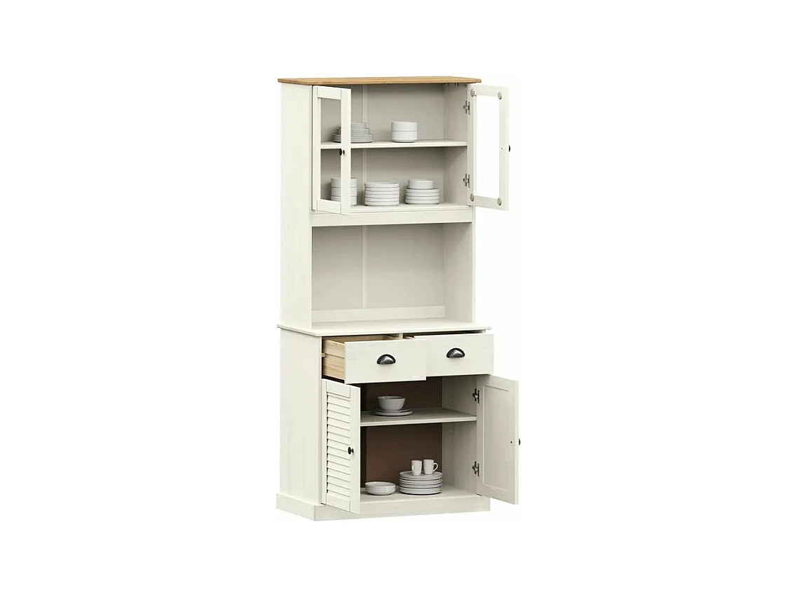 Buffet haut VIGO blanc 78x40x175 bois massif de pin
