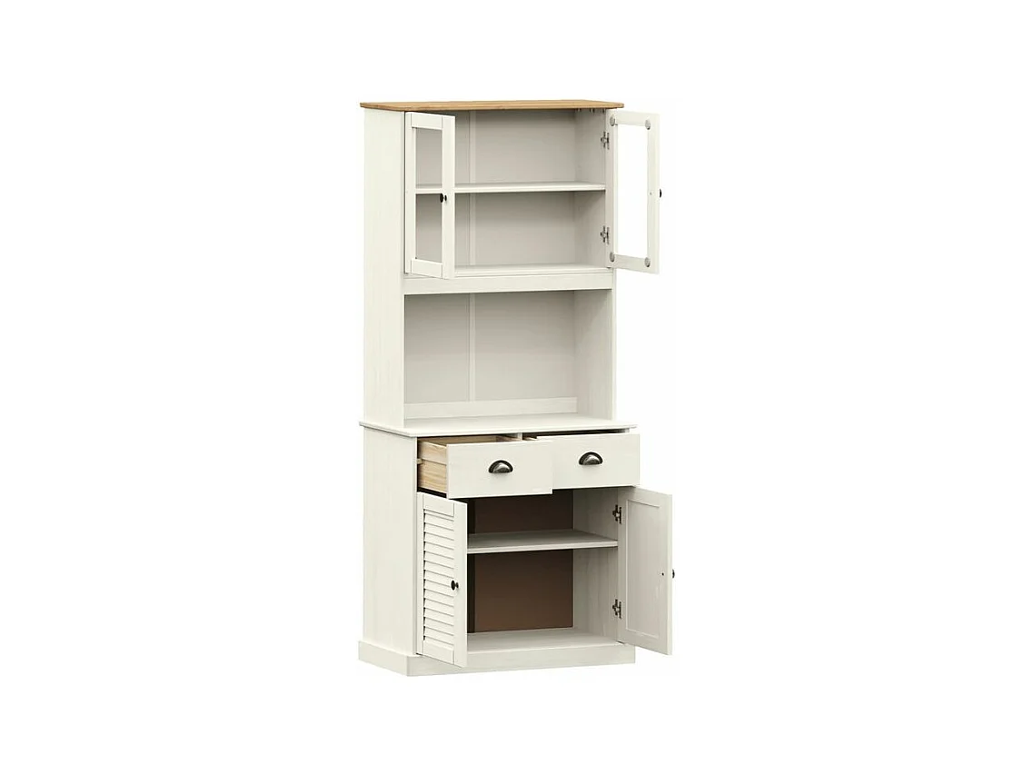 Buffet haut VIGO blanc 78x40x175 bois massif de pin