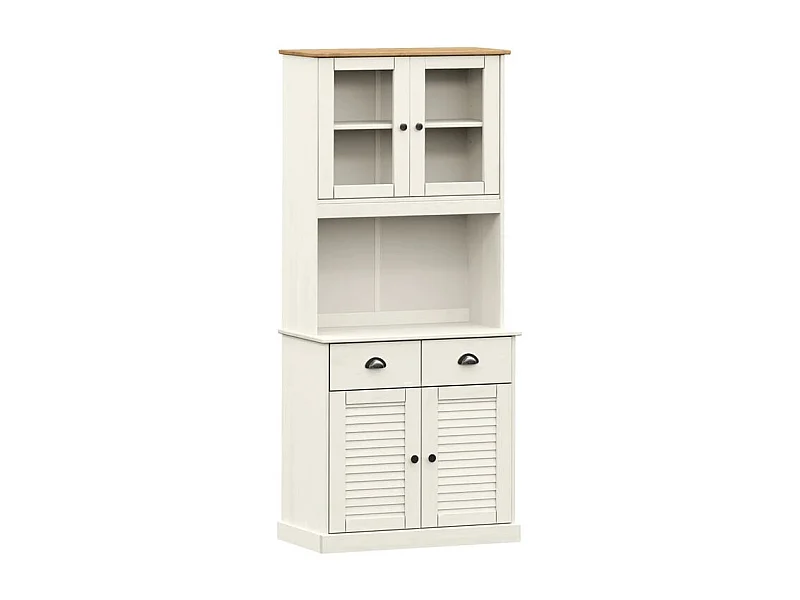 Buffet haut VIGO blanc 78x40x175 bois massif de pin