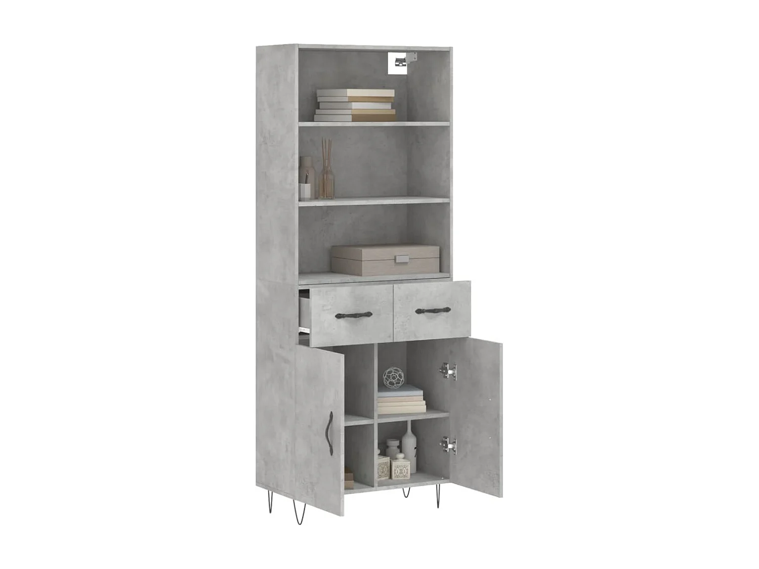 Buffet haut Gris béton 69,5x34x180 Bois d'ingénierie