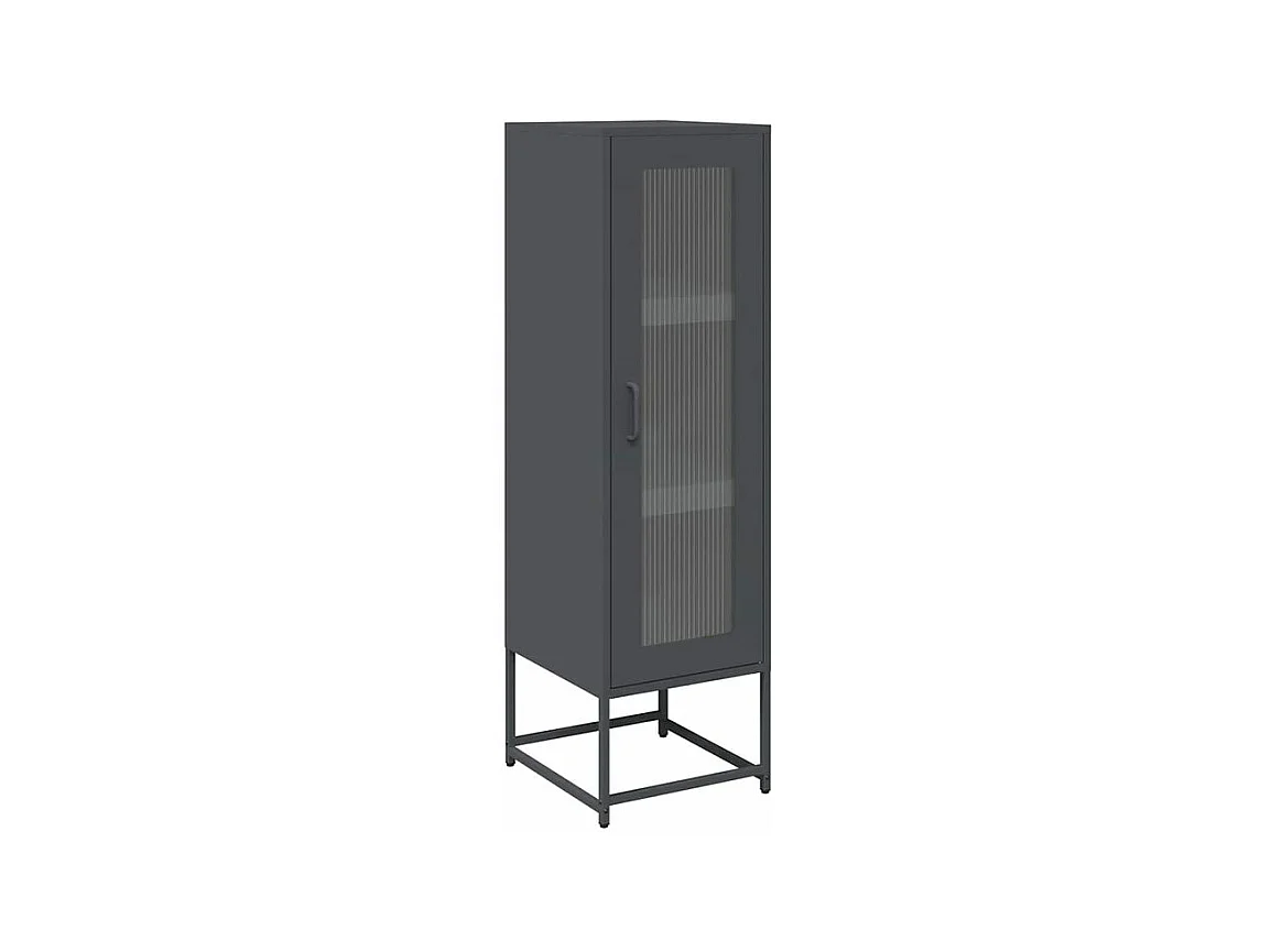 Meuble haut de rangement 1 porte 3 niveaux en métal Geko 36cm - Style Industriel-Couleur Gris anthracite