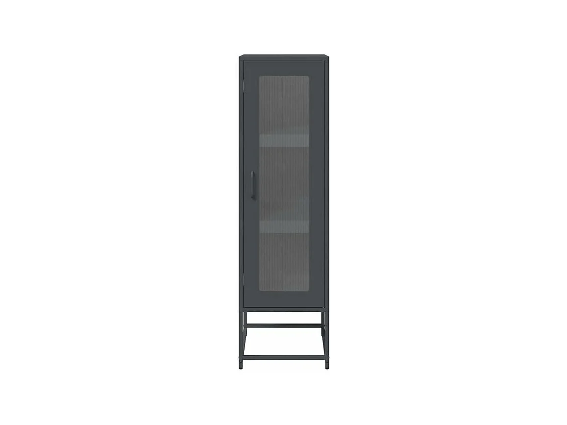 Meuble haut de rangement 1 porte 3 niveaux en métal Geko 36cm - Style Industriel-Couleur Gris anthracite
