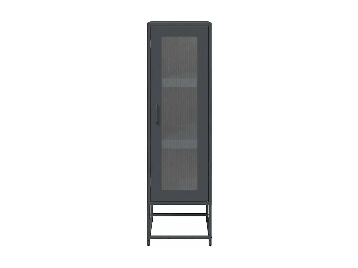 Meuble haut de rangement 1 porte 3 niveaux en métal Geko 36cm - Style Industriel-Couleur Gris anthracite