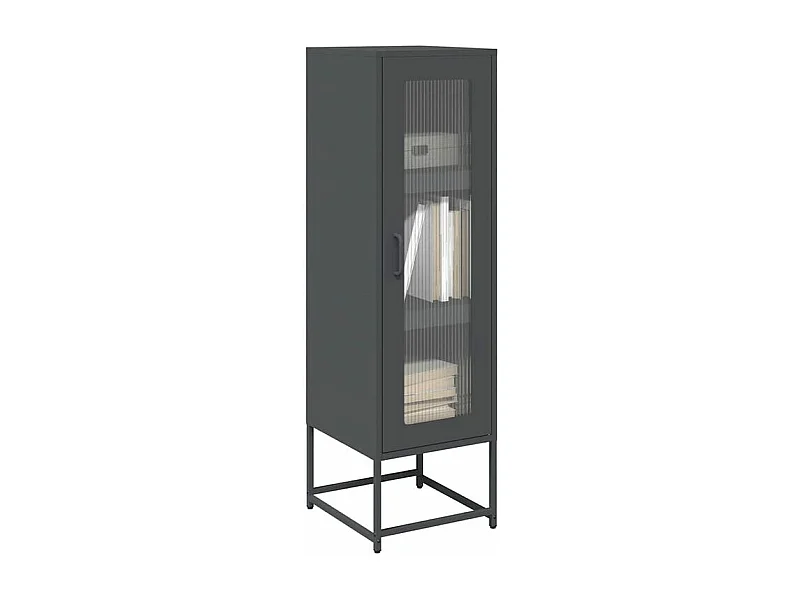 Meuble haut de rangement 1 porte 3 niveaux en métal Geko 36cm - Style Industriel-Couleur Gris anthracite