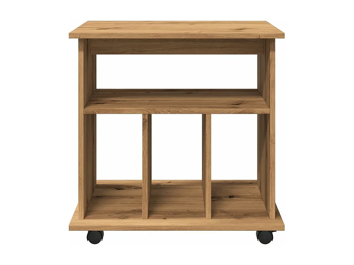 Petit meuble étagère à roulettes Ruka 60cm - Fonctionnel et moderne-Couleur Marron clair