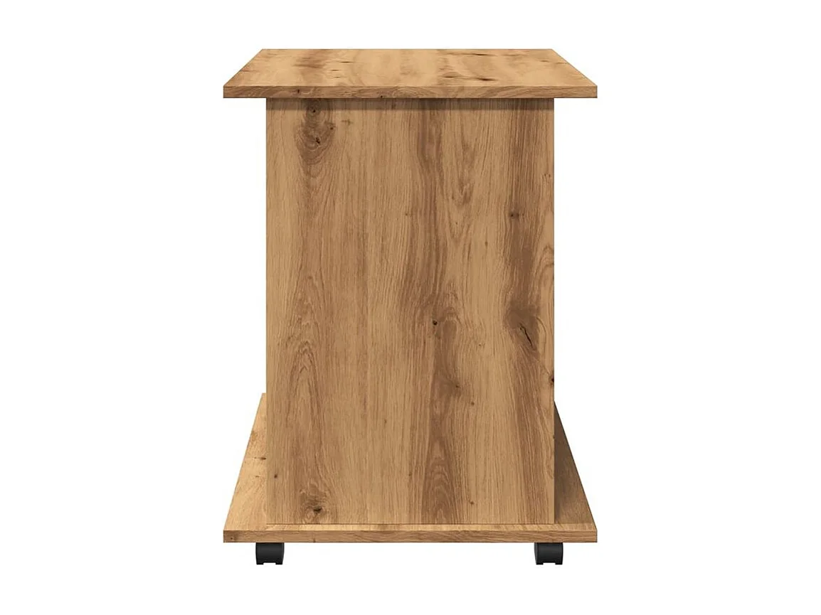 Petit meuble étagère à roulettes Ruka 60cm - Fonctionnel et moderne-Couleur Marron clair