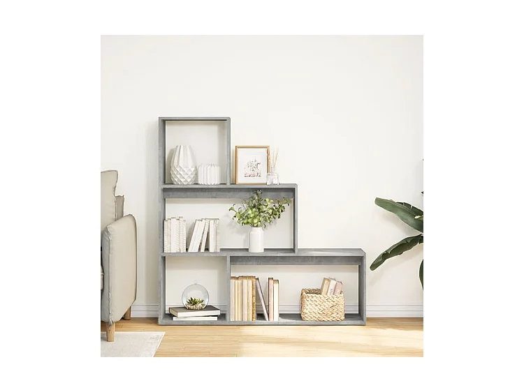 Étagère bibliothèque escalier Palino 123cm - 4 niches-Couleur Gris béton