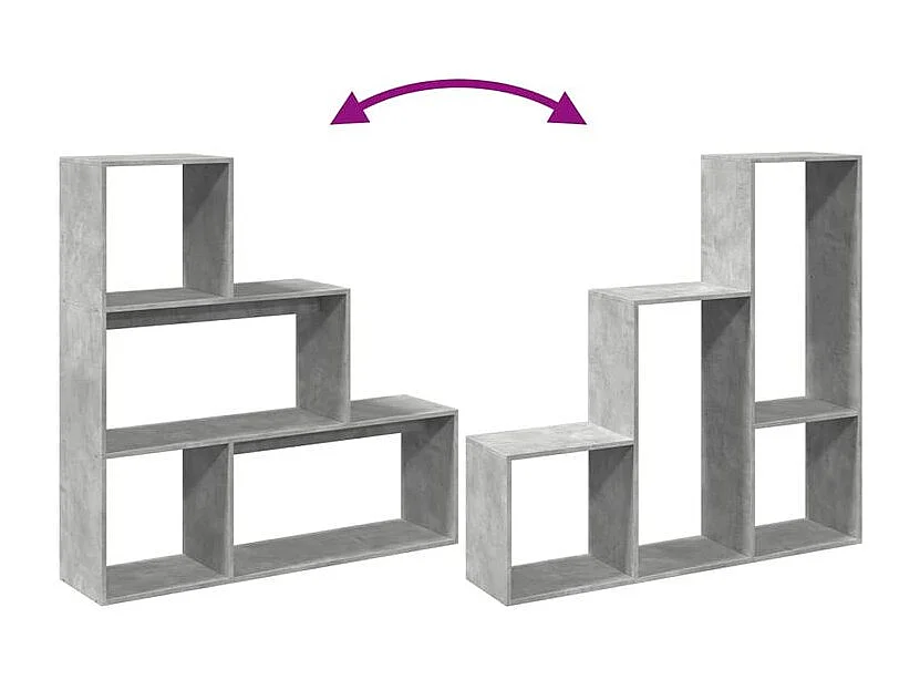 Étagère bibliothèque escalier Palino 123cm - 4 niches-Couleur Gris béton
