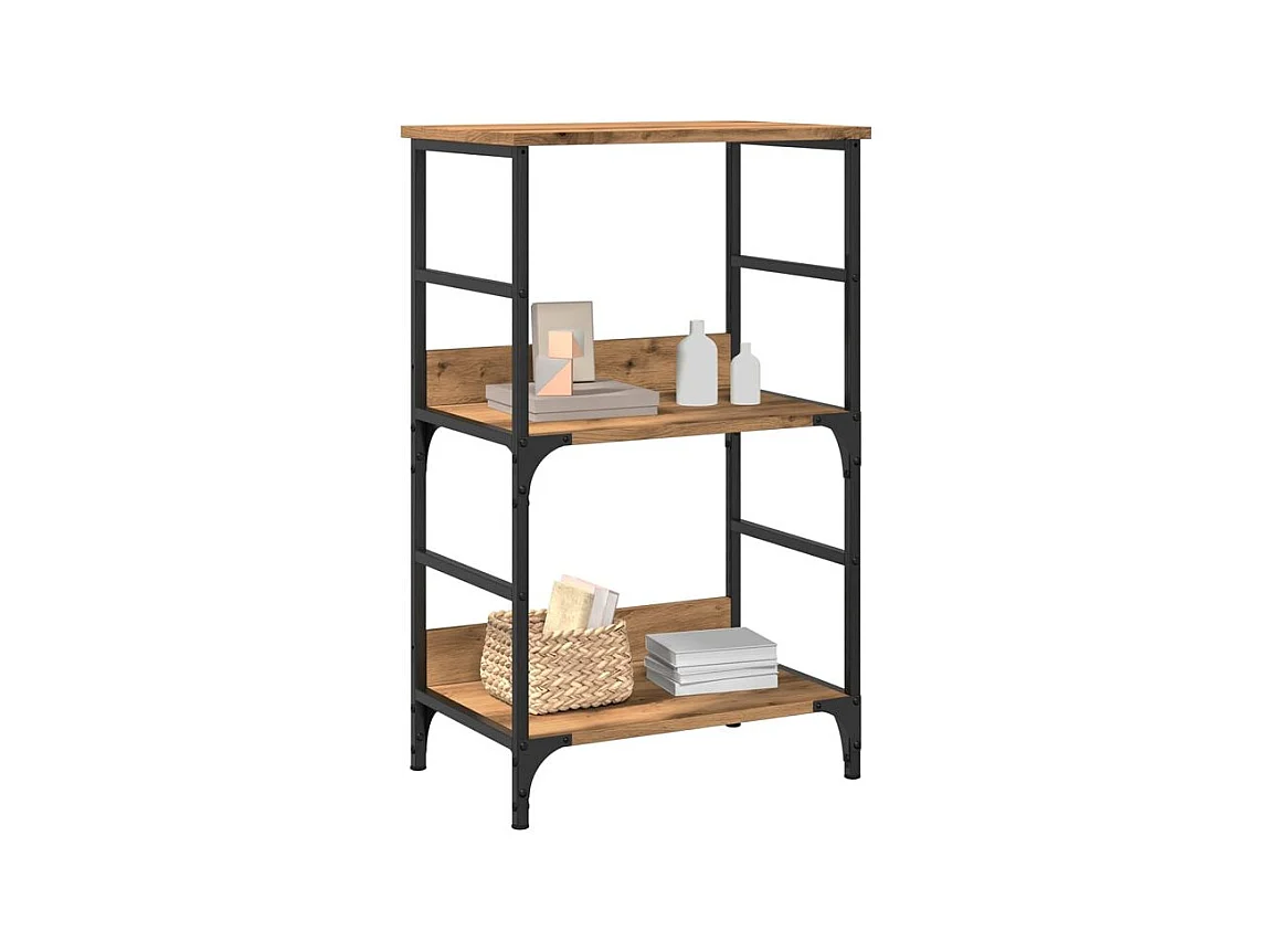 Petite étagère bibliothèque bois et métal Kano 50cm - Style industriel-Marron clair