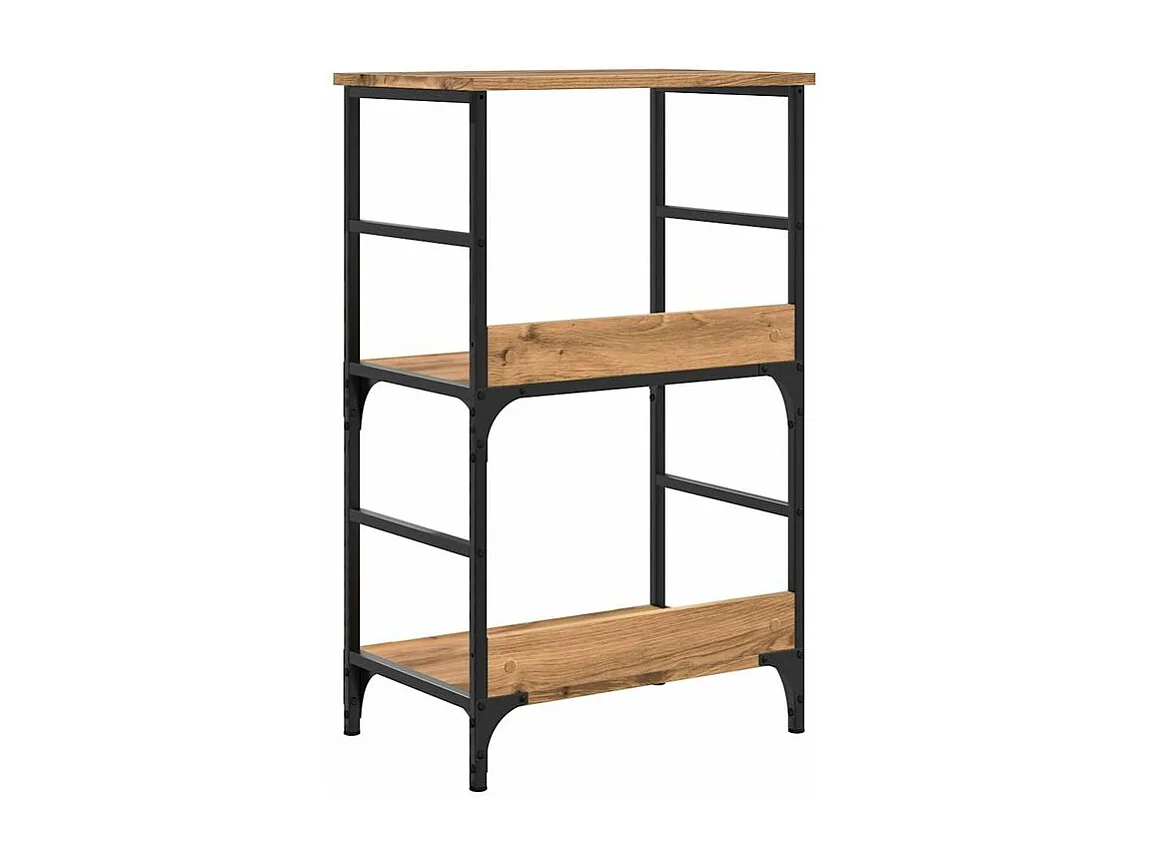 Petite étagère bibliothèque bois et métal Kano 50cm - Style industriel-Marron clair