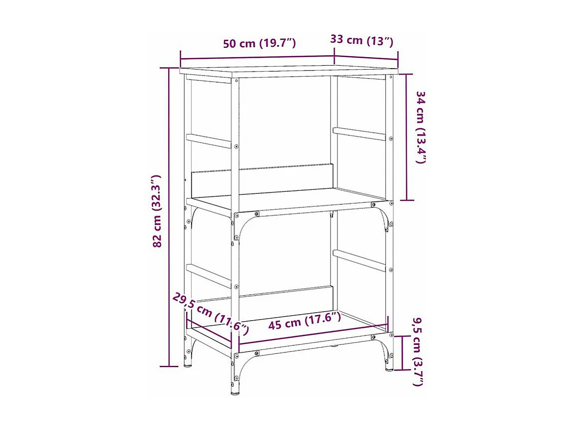 Petite étagère bibliothèque bois et métal Kano 50cm - Style industriel-Marron clair