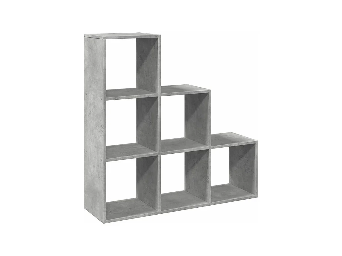 Étagère bibliothèque escalier 3 niveaux Kato 99cm - 6 niches-Couleur Gris béton