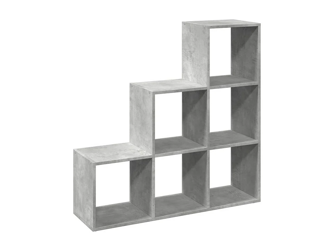 Étagère bibliothèque escalier 3 niveaux Kato 99cm - 6 niches-Couleur Gris béton