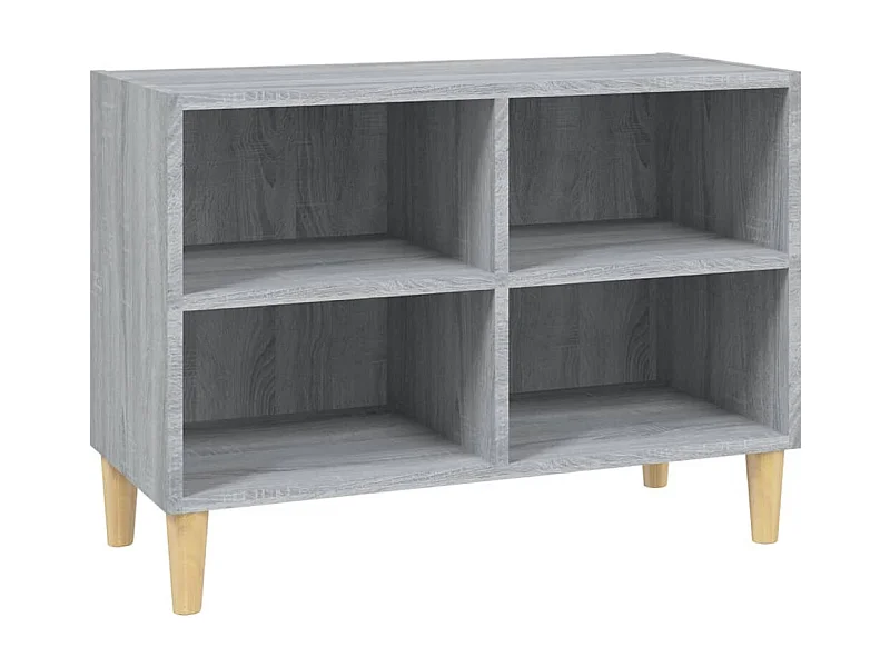 Meuble étagère avec pieds en bois massif Sonoma gris 69,5x30x50