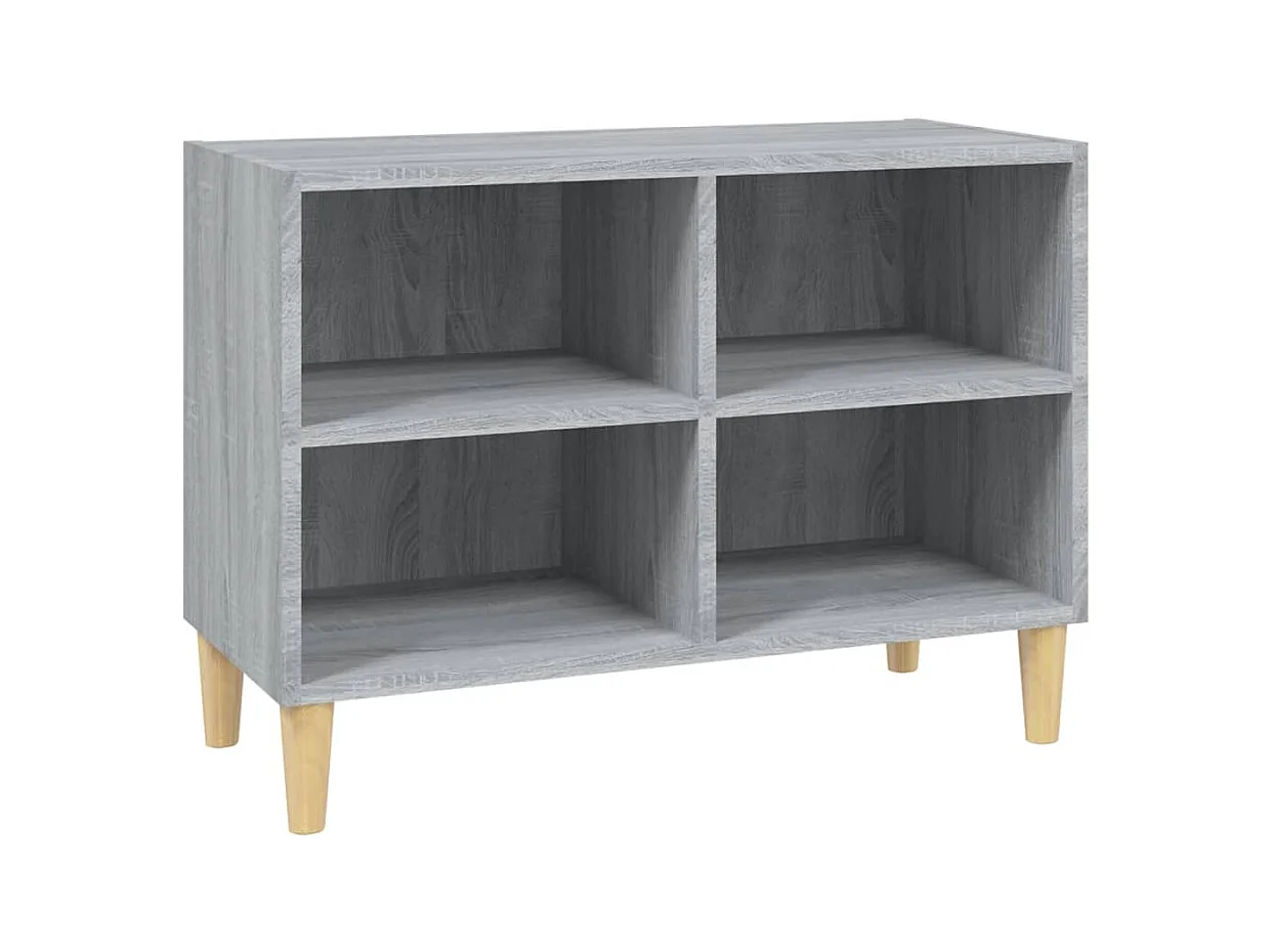 Meuble étagère avec pieds en bois massif Sonoma gris 69,5x30x50
