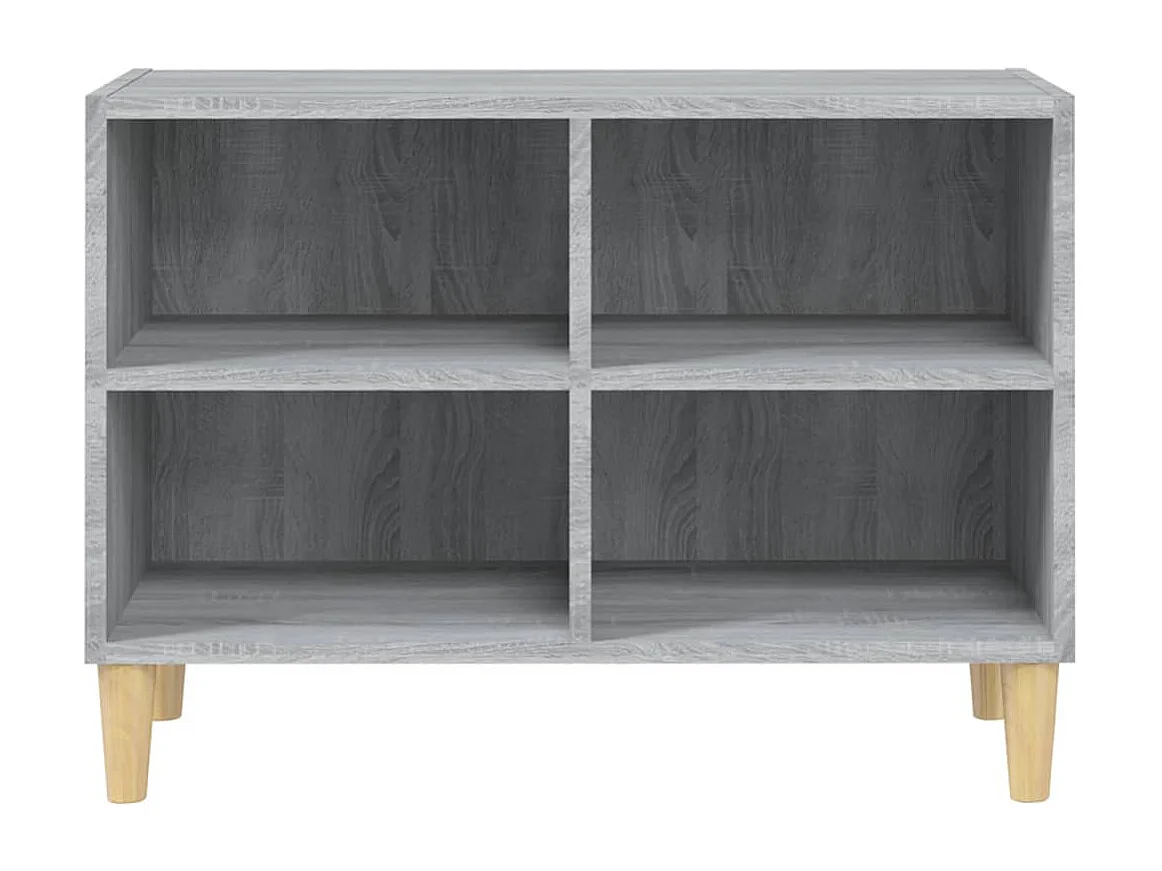 Meuble étagère avec pieds en bois massif Sonoma gris 69,5x30x50